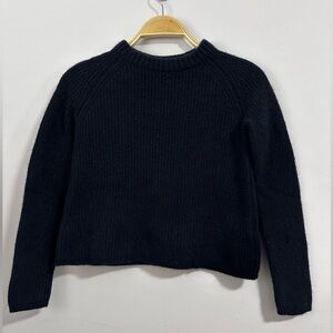 Jenni Kayne 100% Cashmere Fisherman Ribbed Navy Blue Sweater Size Extra small